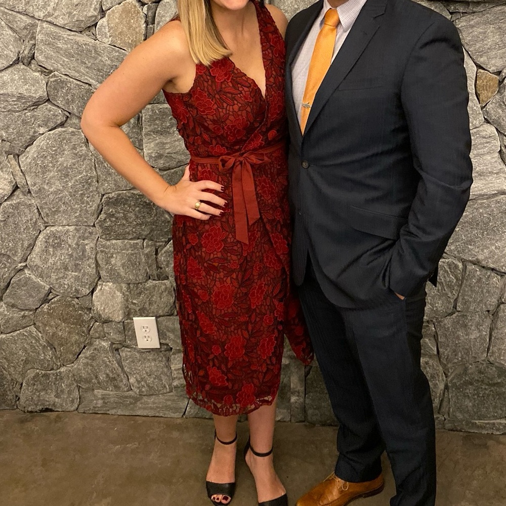 ALI & JAY Red Floral High Low Dress